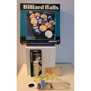 Vtg. Sportcraft Complete Set Of Billiard Pool Balls In Original Box w/Extras